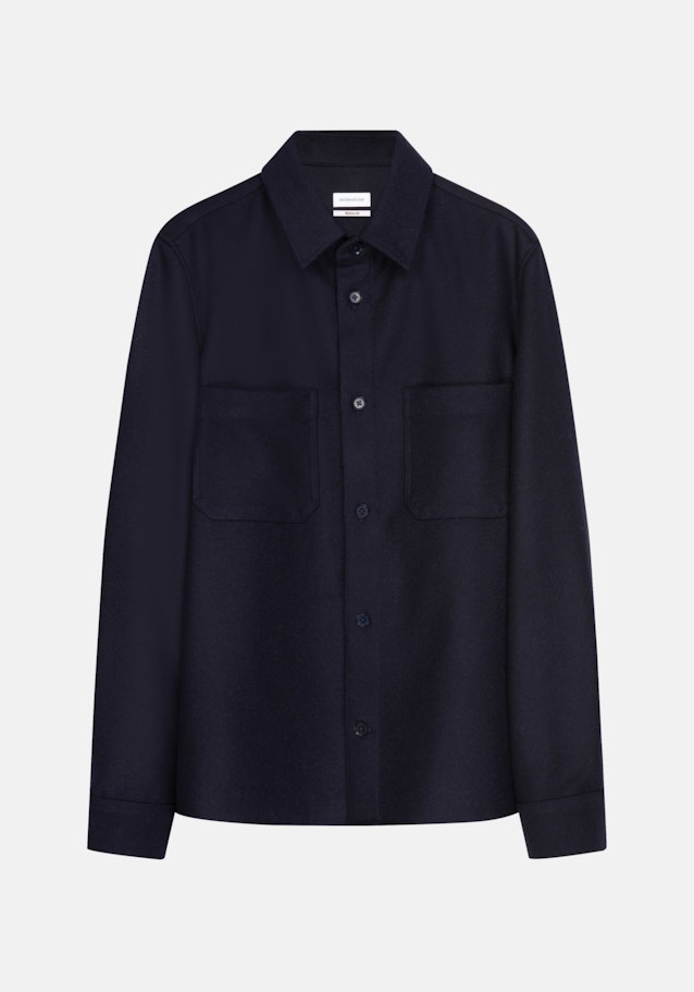 Twill / Moleskin Overshirt in Regular mit Kentkragen in Dunkelblau |  Seidensticker Onlineshop