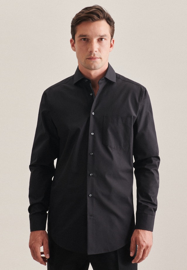 Regular Business Hemd Uni in Schwarz |  Seidensticker Onlineshop