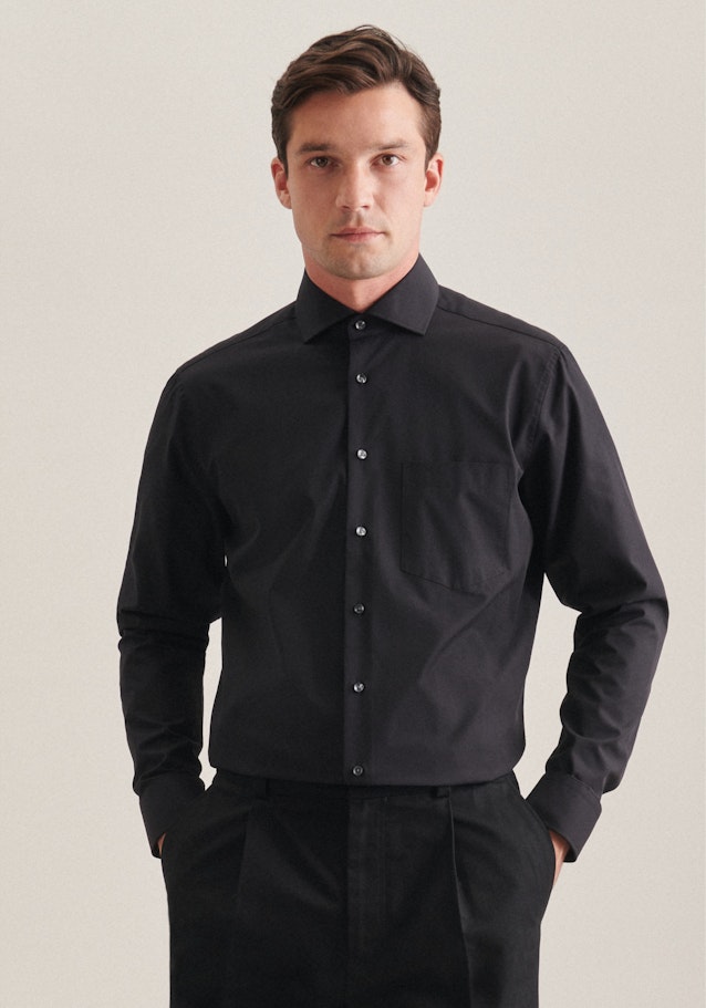 Regular Business Hemd Uni in Schwarz | Seidensticker Onlineshop
