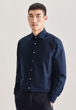 Non-iron Poplin Business Shirt in Regular with Kent-Collar in Dark Blue |  Seidensticker Onlineshop