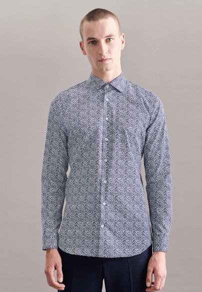 X-Slim Business Hemd Print in Dunkelblau |  Seidensticker Onlineshop