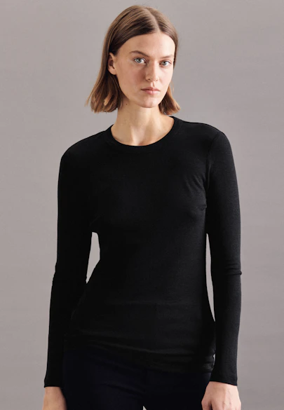 Slim Fit Pullover Uni in Noir |  Seidensticker Onlineshop