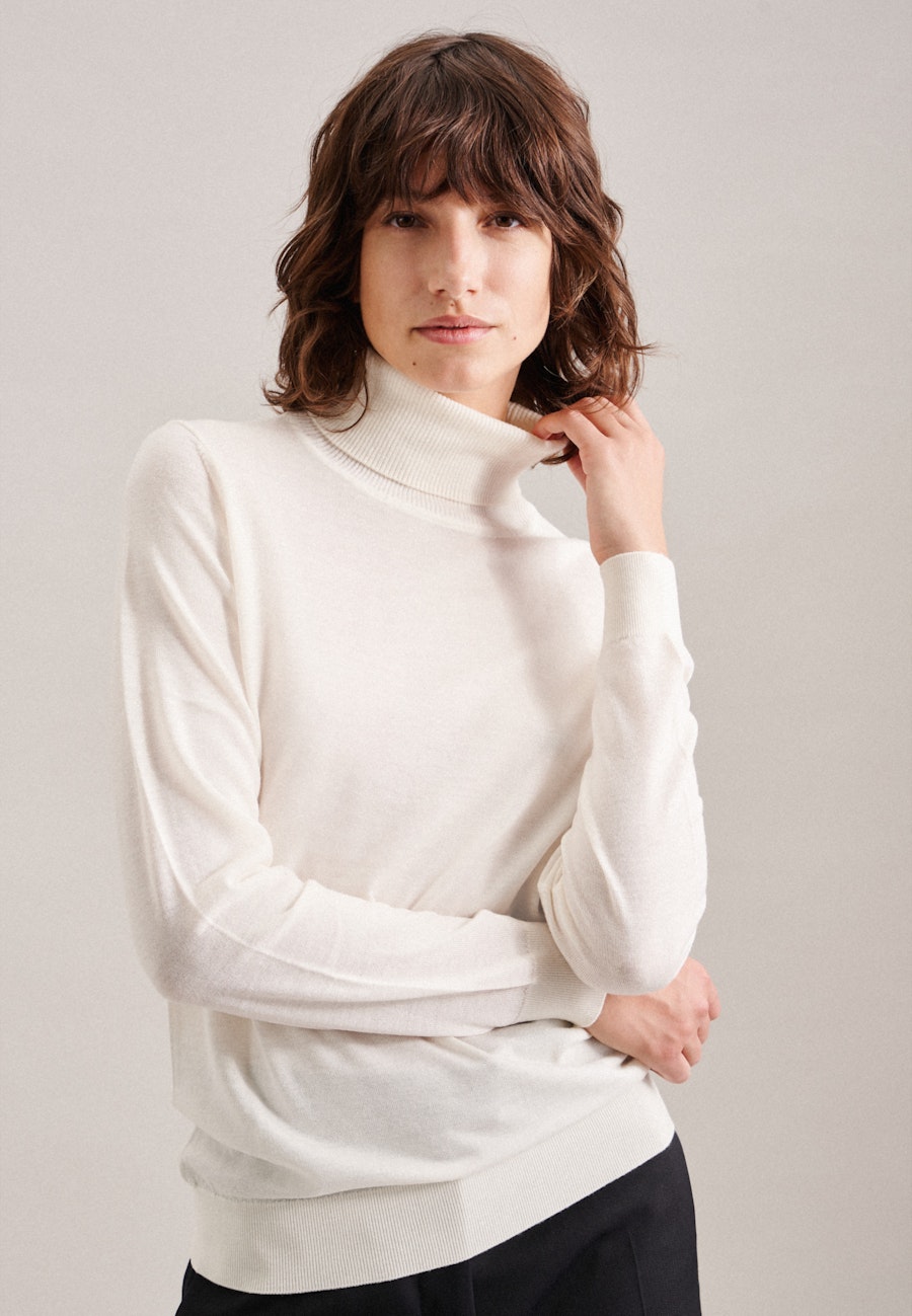 Rollkragen Pullover Regular 100% Wolle in Ecru |  Seidensticker Onlineshop