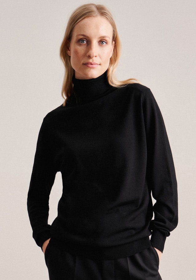 Polo neck Pullover in Black |  Seidensticker Onlineshop