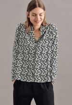 Lange mouwen Krepp Blouse met Reverskraag in Zwart |  Seidensticker Onlineshop