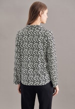 Lange mouwen Krepp Blouse met Reverskraag in Zwart |  Seidensticker Onlineshop