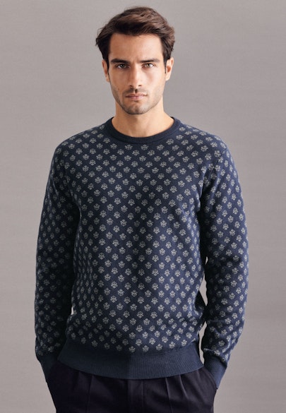 Crew Neck Pullover Druck in Grey |  Seidensticker Onlineshop