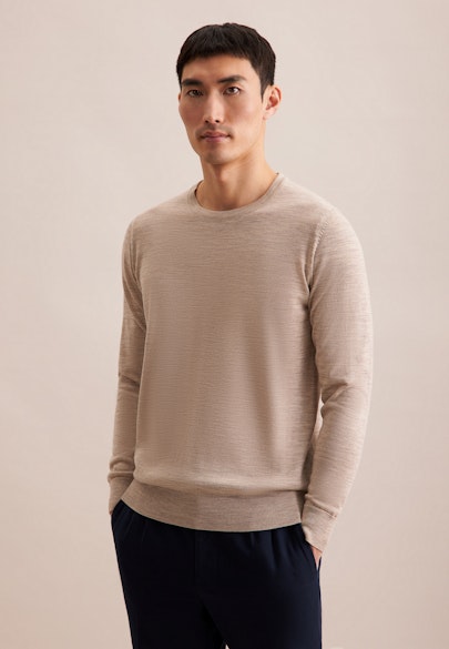 Round neck Pullover  , Uni in Beige |  Seidensticker Onlineshop