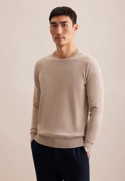 Regular Pull-over Uni in Beige |  Seidensticker Onlineshop