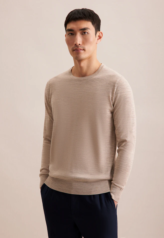 Regular Pull-over Uni dans Beige | Boutique en ligne Seidensticker