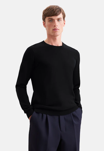 Round neck Pullover  , Uni in Black |  Seidensticker Onlineshop