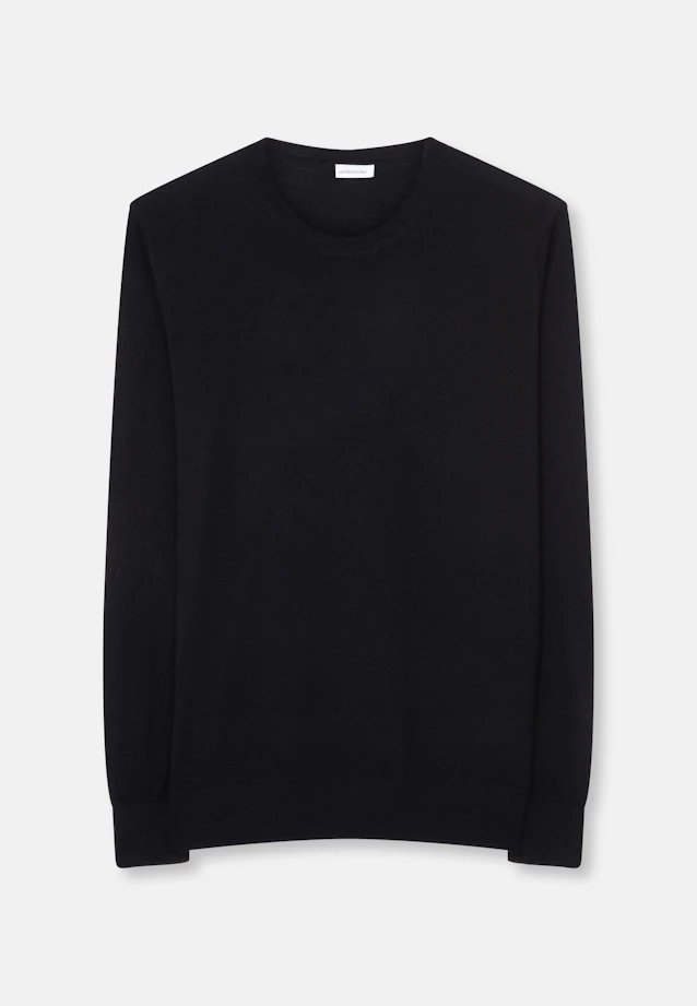 Round neck Pullover  , Uni in Black |  Seidensticker Onlineshop