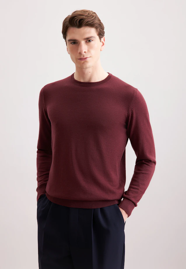Rundhals Pullover  , Uni in Rot |  Seidensticker Onlineshop