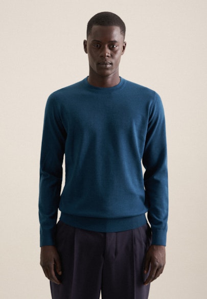 Round neck Pullover  , Uni in Turquoise |  Seidensticker Onlineshop