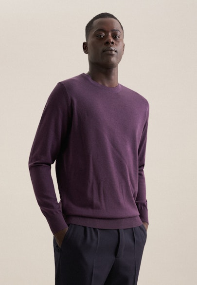 Round neck Pullover  , Uni in Purple |  Seidensticker Onlineshop