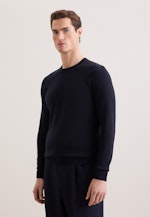 Regular Pull-over Uni in Bleu Foncé |  Seidensticker Onlineshop