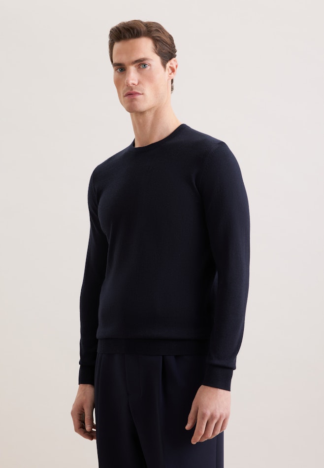 Round neck Pullover  , Uni in Dark Blue | Seidensticker online shop