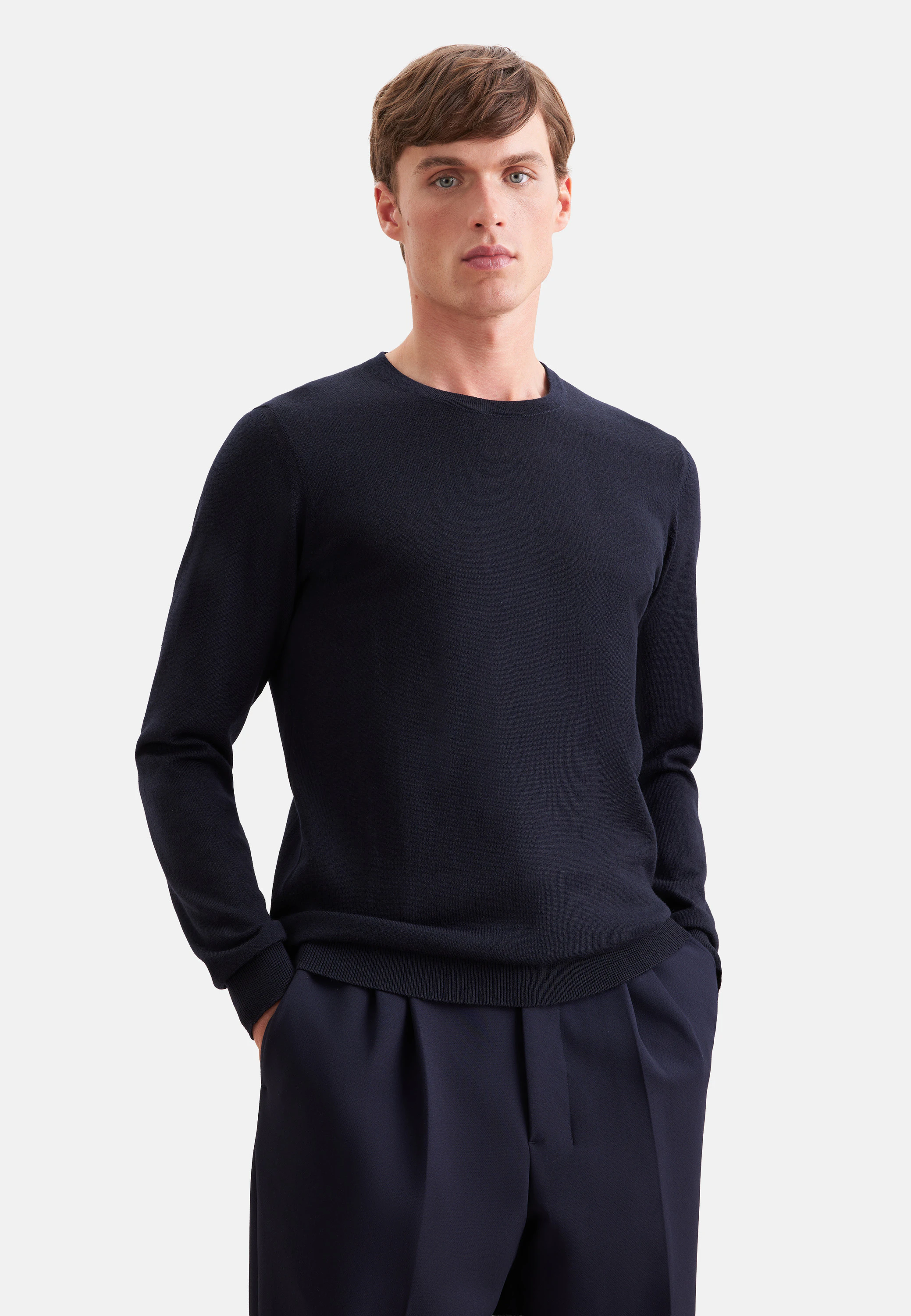 Regular Pullover Uni Blau S