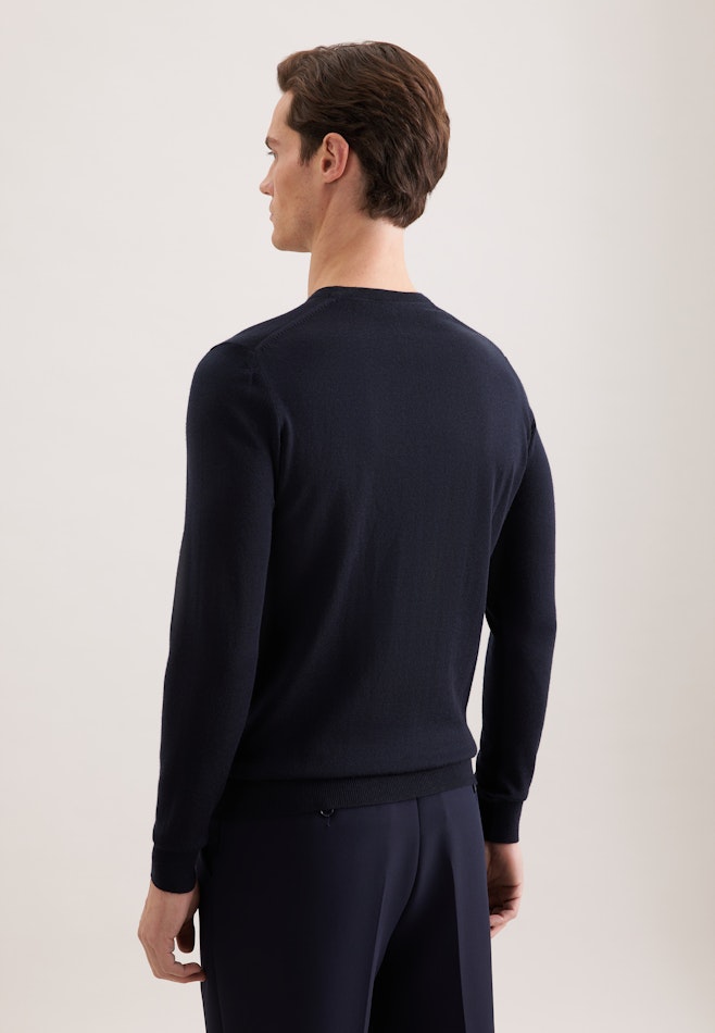 Regular Pull-over Uni dans Bleu Foncé | Boutique en ligne Seidensticker