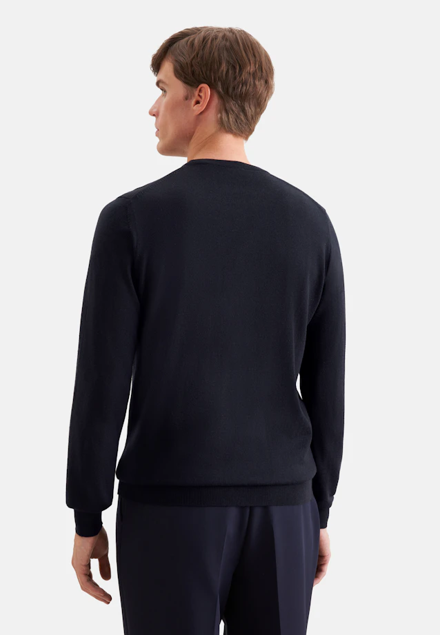 Regular Pull-over Uni in Bleu Foncé |  Seidensticker Onlineshop