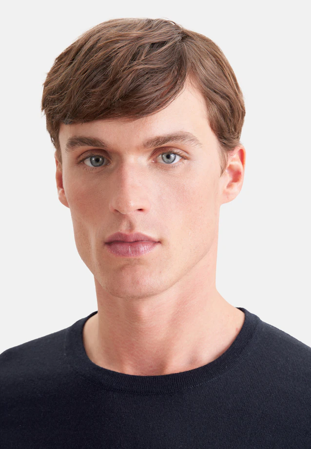 Round neck Pullover  , Uni in Dark Blue |  Seidensticker Onlineshop