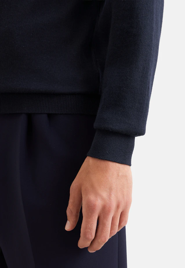 Regular Pull-over Uni in Bleu Foncé |  Seidensticker Onlineshop