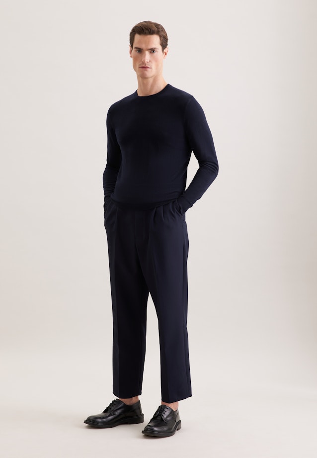 Regular Pull-over Uni in Bleu Foncé |  Seidensticker Onlineshop