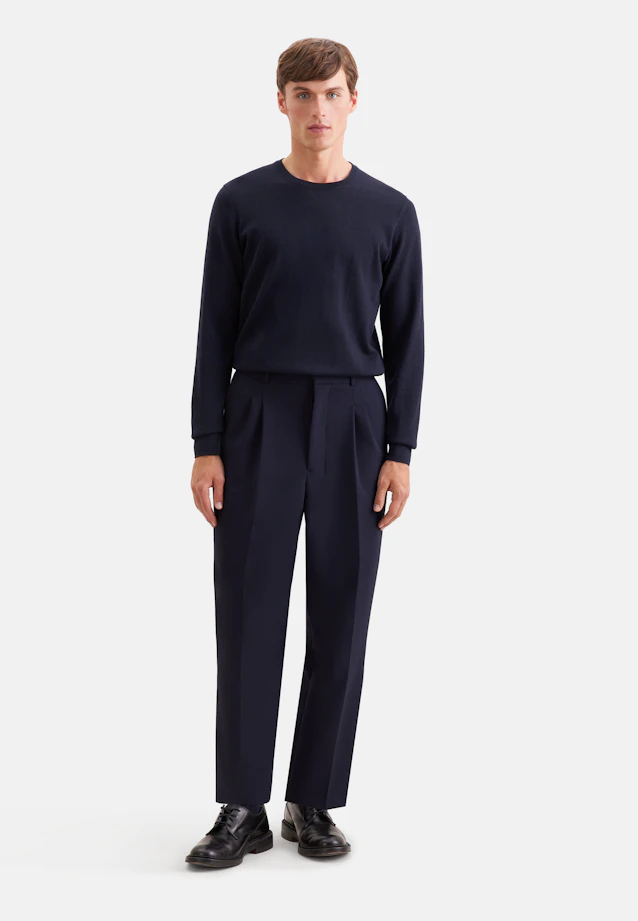 Round neck Pullover  , Uni in Dark Blue |  Seidensticker Onlineshop