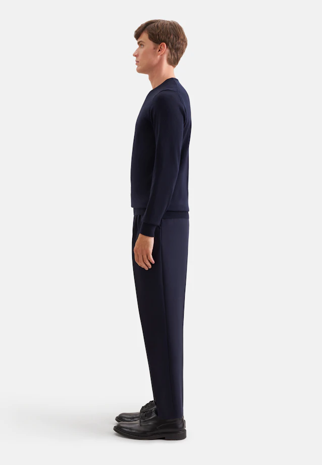 Regular Pull-over Uni in Bleu Foncé |  Seidensticker Onlineshop