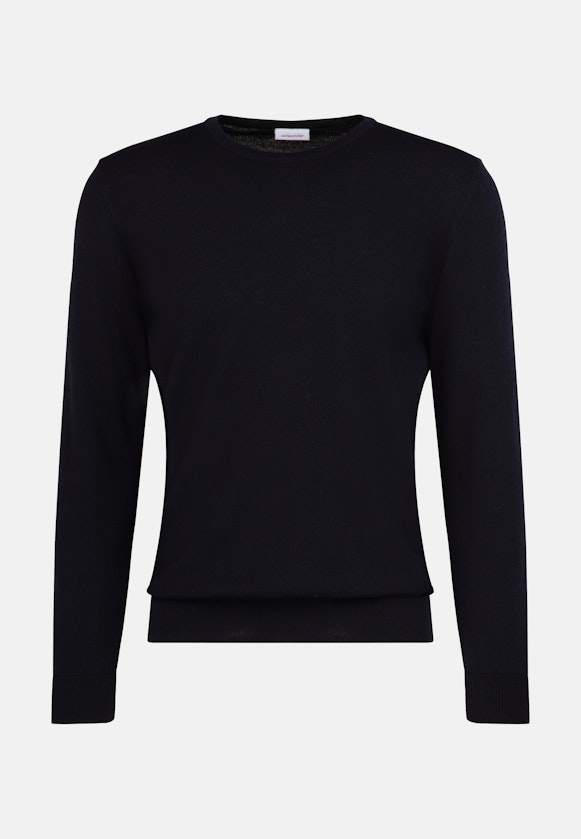 Regular Pull-over Uni in Bleu Foncé |  Seidensticker Onlineshop