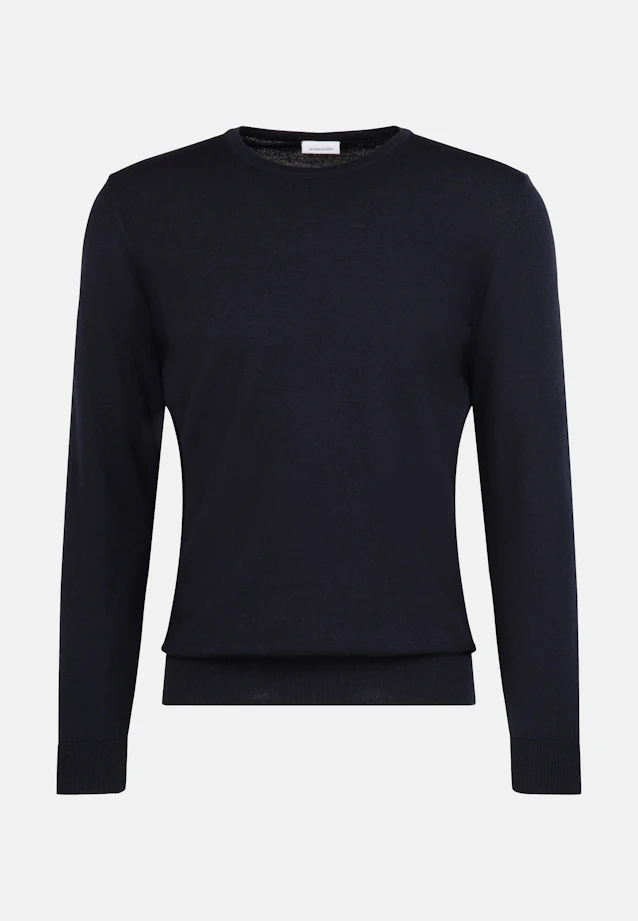Regular Pull-over Uni in Bleu Foncé |  Seidensticker Onlineshop