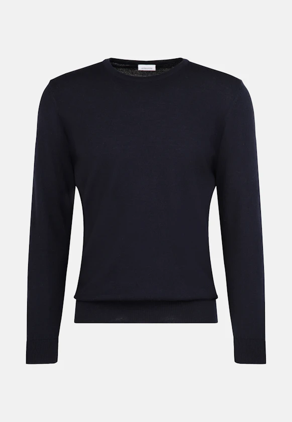 Round neck Pullover  , Uni in Dark Blue |  Seidensticker Onlineshop