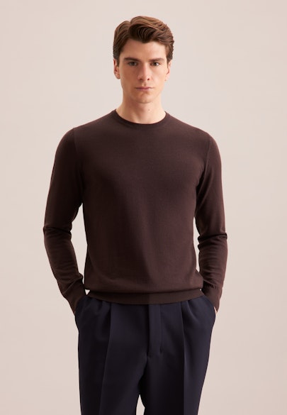 Round neck Pullover  , Uni in Braun |  Seidensticker Onlineshop