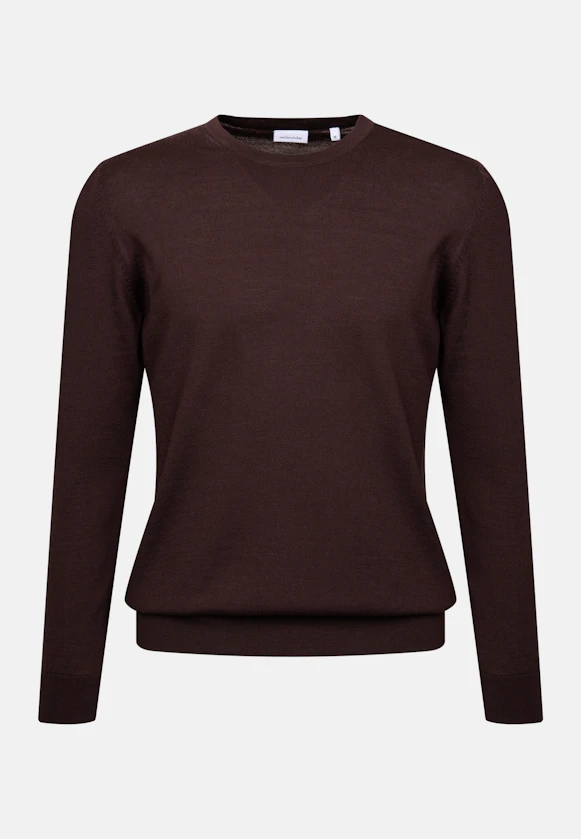 Rundhals Pullover  , Uni in Braun |  Seidensticker Onlineshop