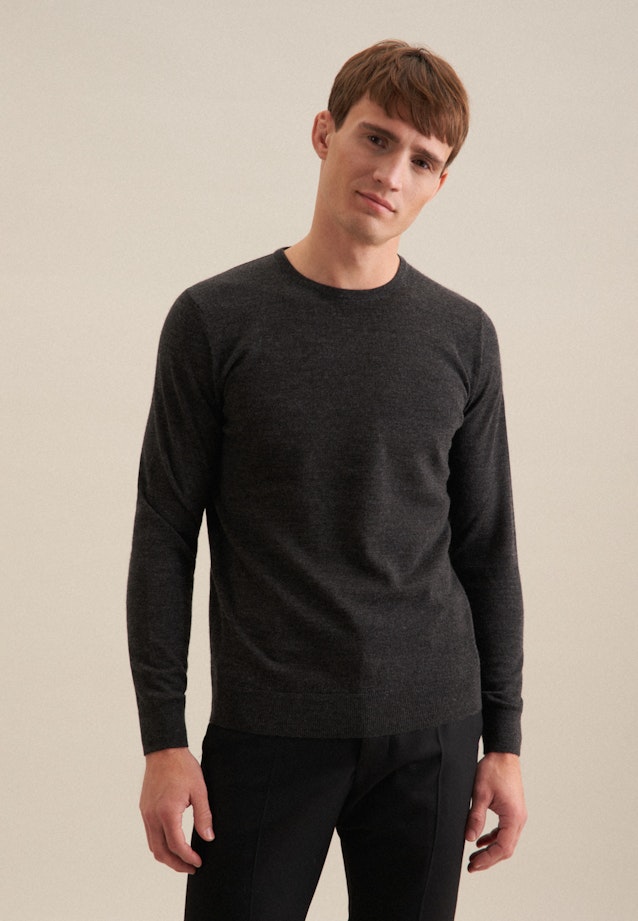 Round neck Pullover  , Uni in Grey |  Seidensticker Onlineshop
