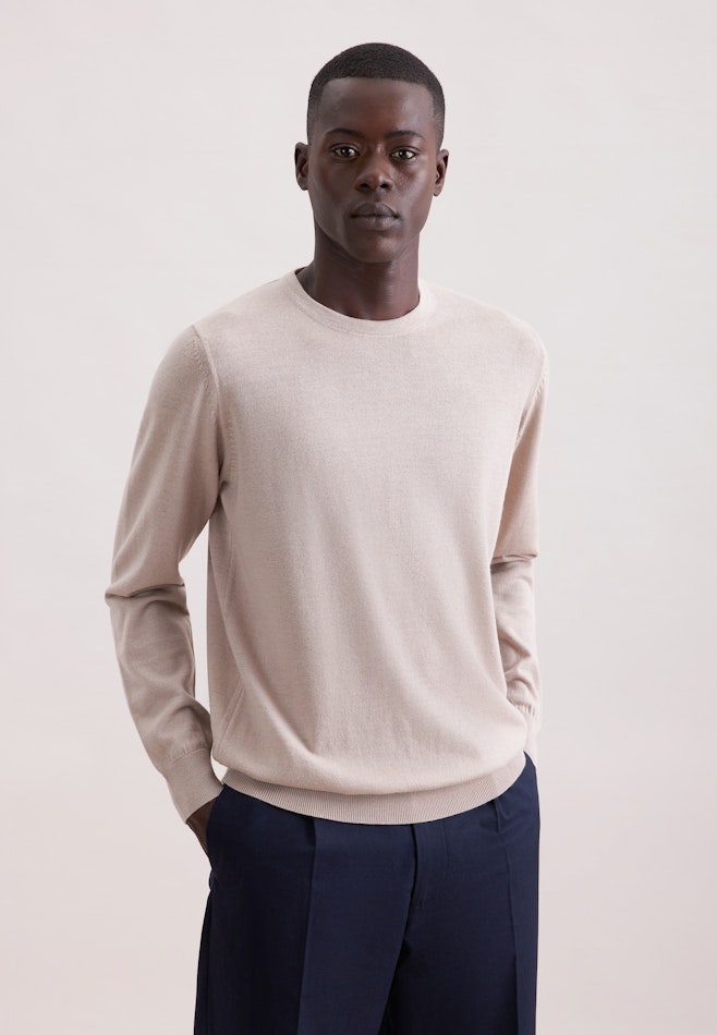 Regular Pullover Uni in Beige | Seidensticker Onlineshop