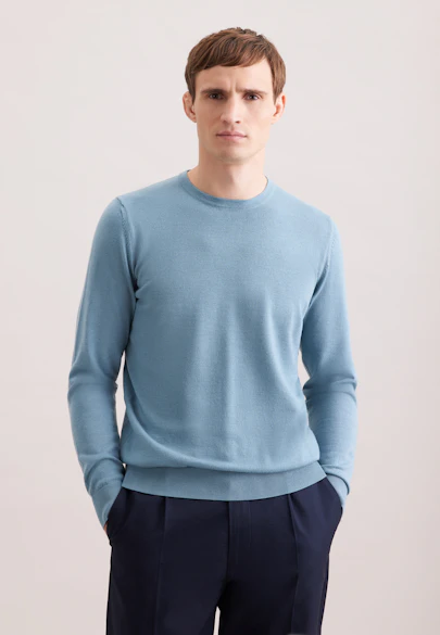 Rundhals Pullover  , Uni in Grün |  Seidensticker Onlineshop