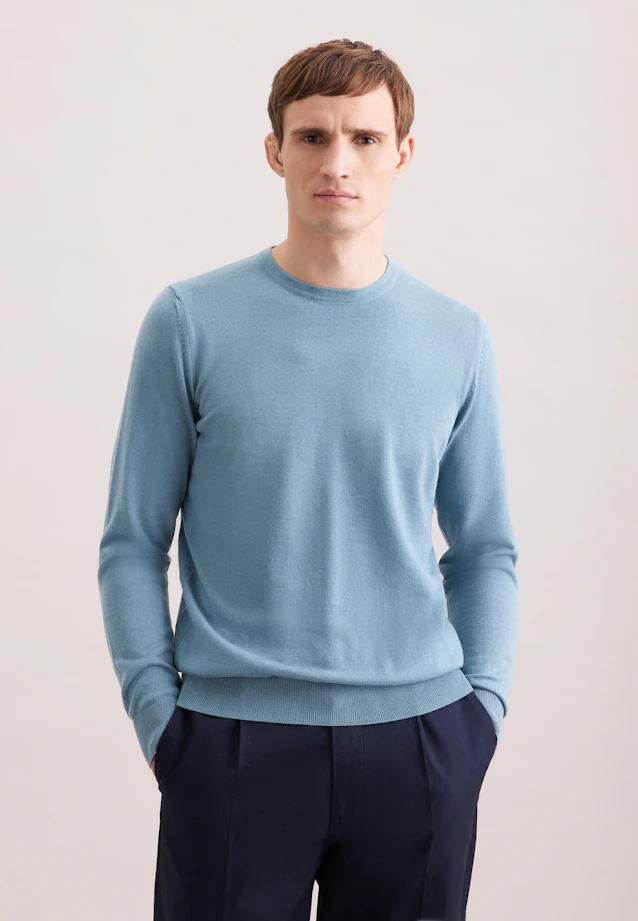Regular Pull-over Uni in Vert |  Seidensticker Onlineshop