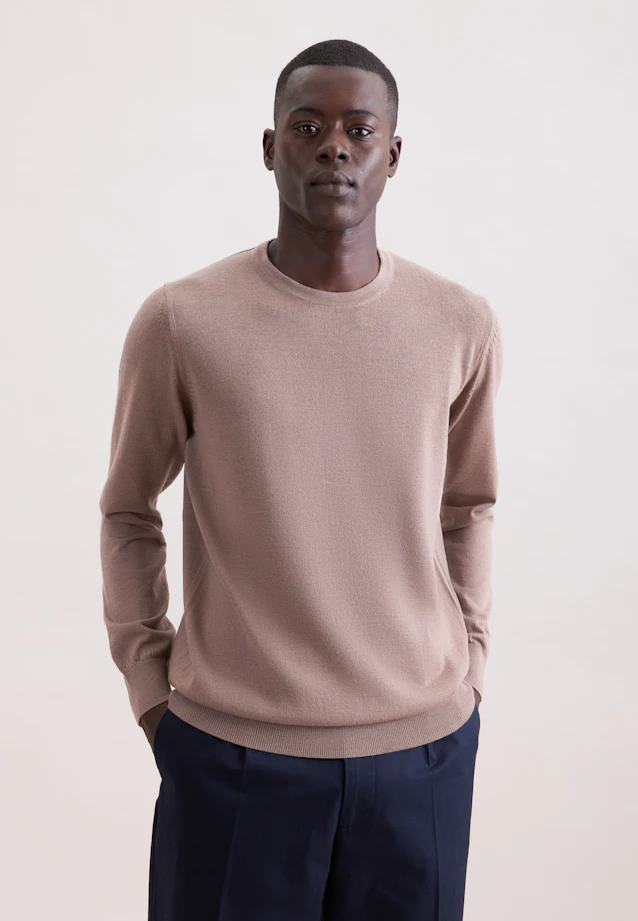 Rundhals Pullover  , Uni in Braun |  Seidensticker Onlineshop