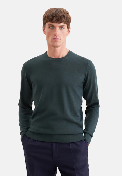 Regular Pull-over Uni in Vert |  Seidensticker Onlineshop