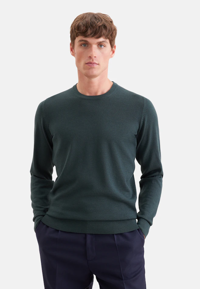 Regular Pullover Uni in Grün | Seidensticker Onlineshop