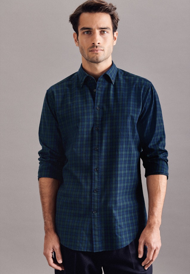 Chemise casual in Regular with Col Boutonné in Vert |  Seidensticker Onlineshop