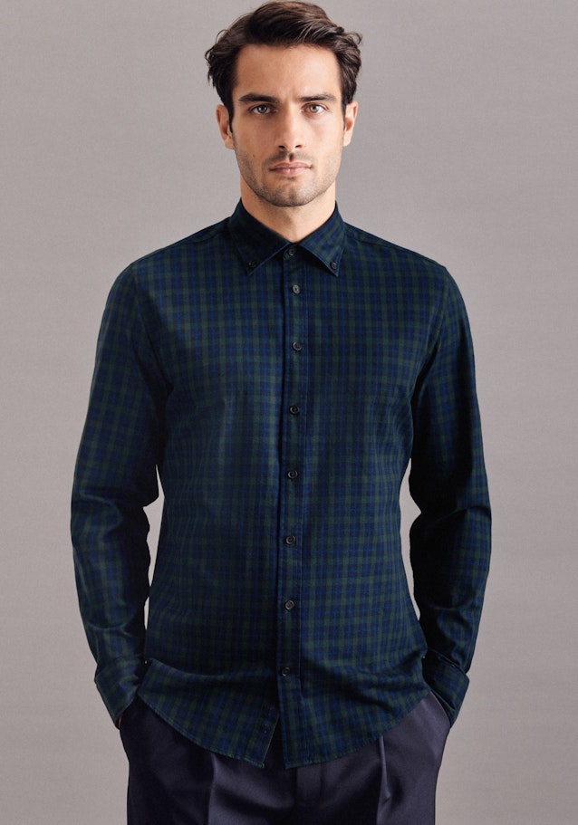 Casual Shirt in Slim with Button-Down-Kraag in Groen |  Seidensticker Onlineshop
