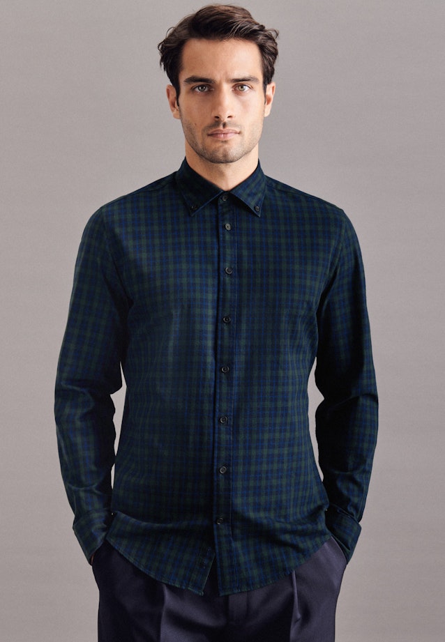 Chemise Casual Slim Manche Longue New Button-Down in Vert |  Seidensticker Onlineshop