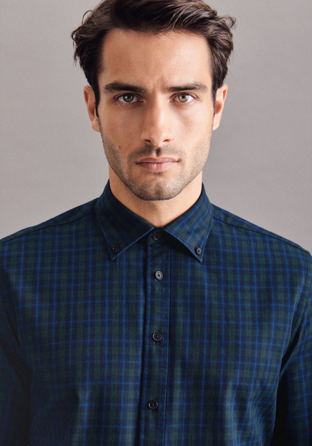 Chemise casual in Slim with Col Boutonné in Vert |  Seidensticker Onlineshop
