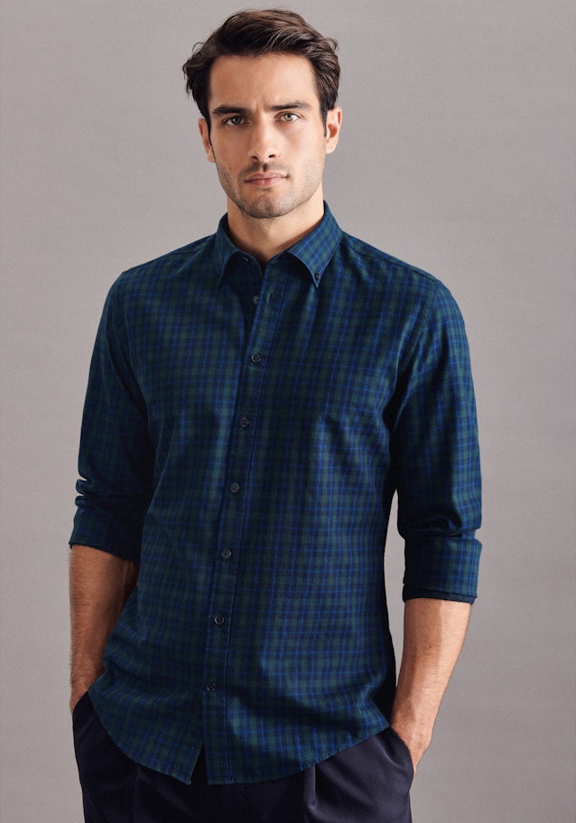 Casual Shirt in Slim with Button-Down-Kraag in Groen |  Seidensticker Onlineshop