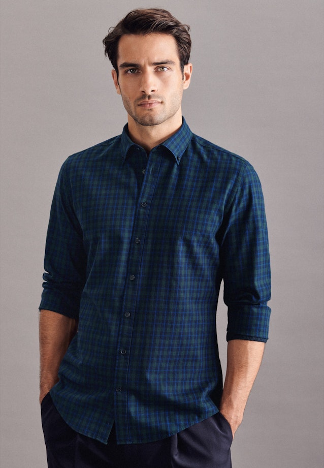 Chemise Casual Slim Manche Longue New Button-Down in Vert |  Seidensticker Onlineshop