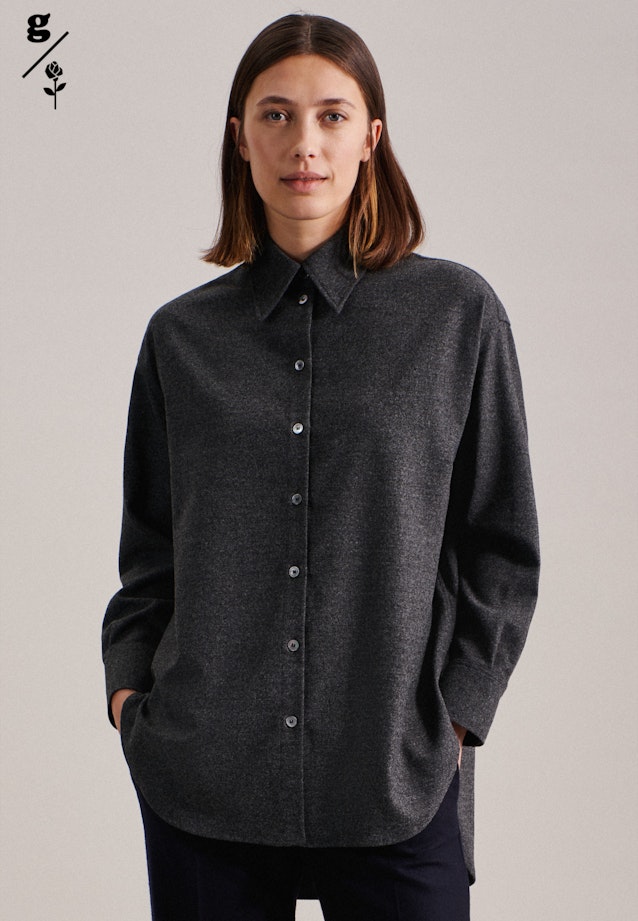 Flannel Long Blouse in Grey |  Seidensticker Onlineshop