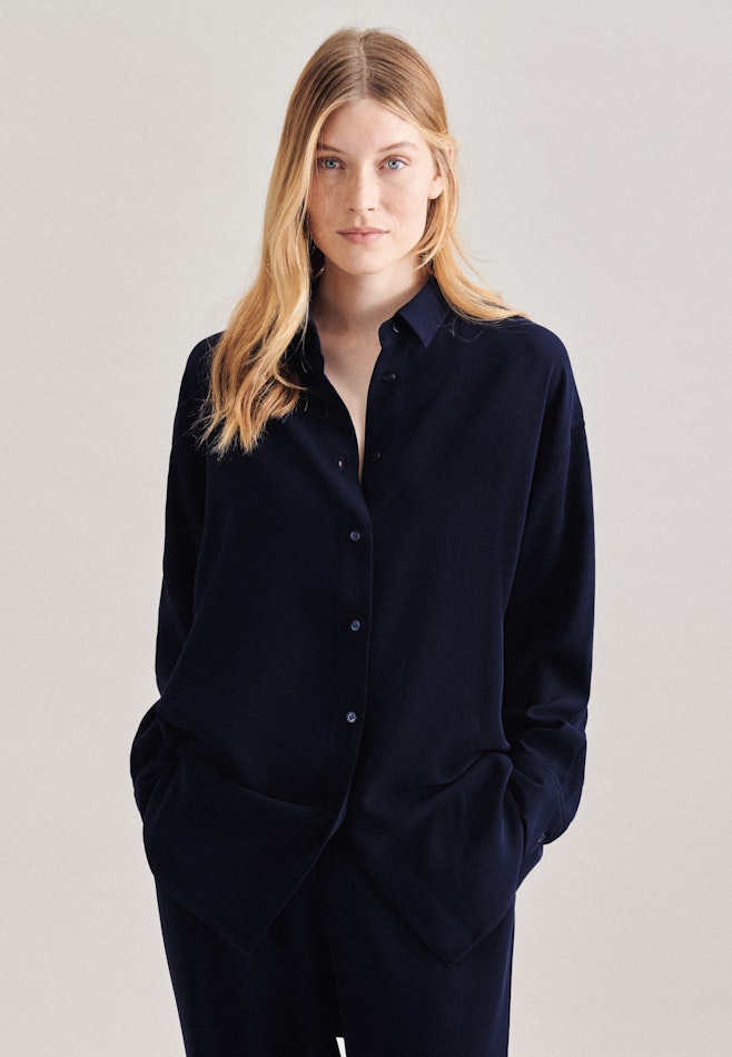 Twill Longblouse in Donkerblauw | Seidensticker online winkel