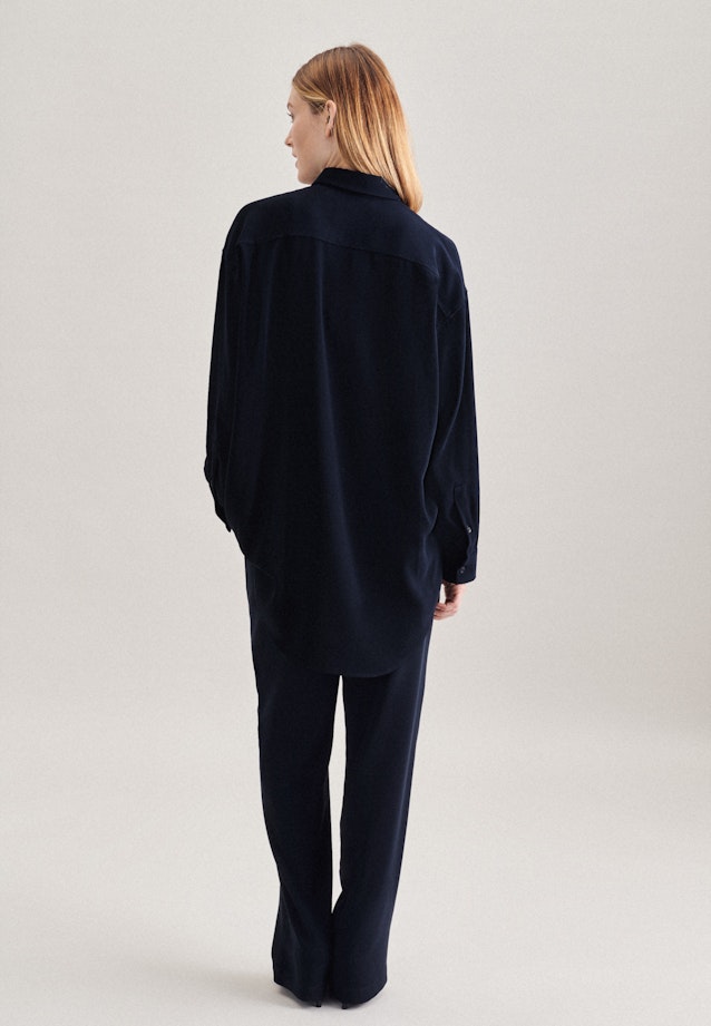 Twill Long Blouse in Dark Blue |  Seidensticker Onlineshop